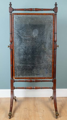 Lot 357 - A 19th century mahogany cheval mirror