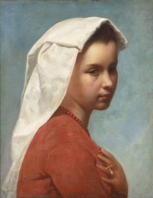 Lot 408 - Wolfgang Boehm (b.1823) Portrait of young girl,...