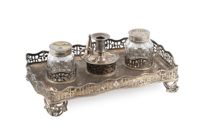 Lot 831 - A William IV silver inkstand, of shaped...