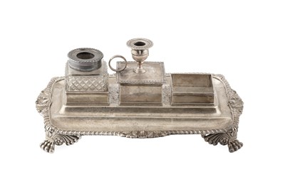 Lot 840 - A George III silver inkstand, of rounded...
