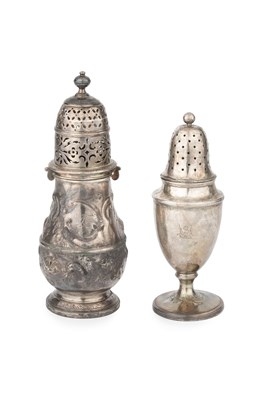 Lot 841 - A Queen Anne Britannia standard silver caster,...