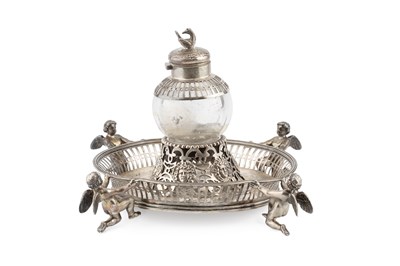 Lot 842 - A Dutch silver circular inkstand, with pierced...