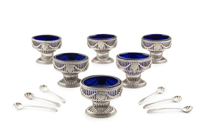 Lot 843 - A set of four George III silver oval pedestal...