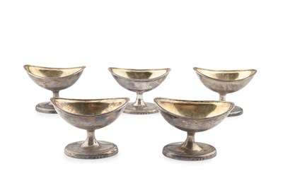 Lot 845 - A set of five George III silver oval pedestal...