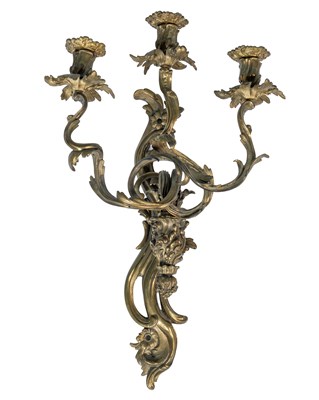 Lot 407 - An ormolu three-branch wall sconce