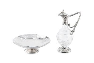 Lot 860 - A Portuguese claret jug, with silver plated...