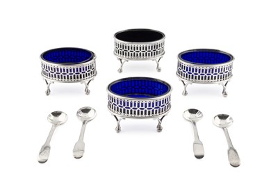 Lot 867 - A set of four George III silver oval salts,...