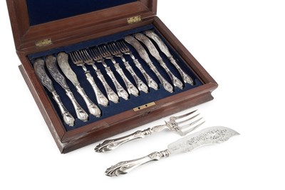 Lot 870 - A set of twelve mid-Victorian silver fish...