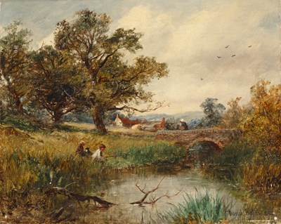 Lot 494 - David Bates (1840/41-1921) 'A Worcester Brook',...