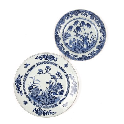 Lot 29 - Two blue and white plates Chinese, 18th...