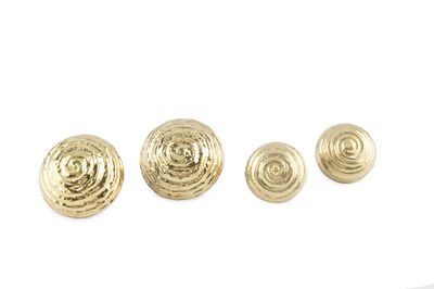 Lot 278 - A pair of two colour earrings, each convex...