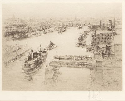 Lot 52 - William Walcot (1874-1943) Thames View, pencil...