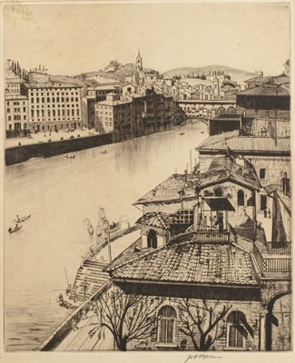 Lot 60 - Job Nixon (1891-1938) The Arno, Florence,...
