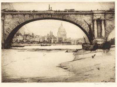 Lot 67 - Stewart Robertson (1887-1967) 'Waterloo Bridge'...