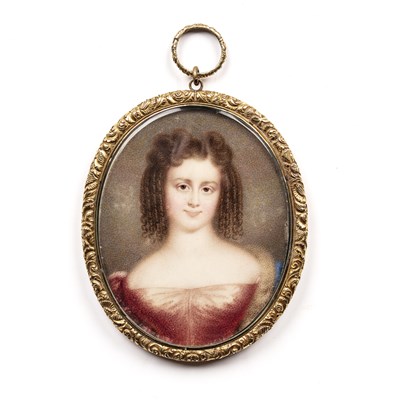 Lot 566 - English School (19th century) A miniature oval...