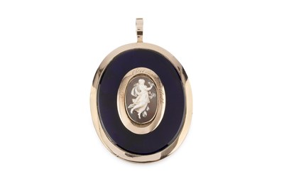 Lot 53 - An antique memorial pendant, of oval...