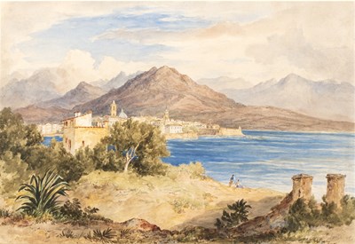 Lot 533 - Circle of Edward Lear (1812-1888) Figures at a...