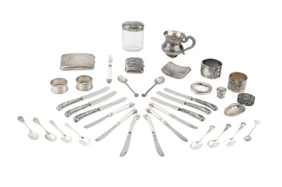 Lot 874 - A collection of silver, to include a 19th...