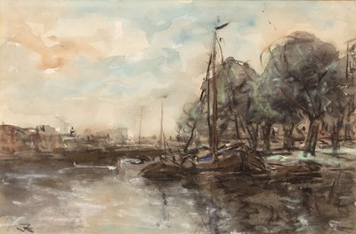Lot 536 - Jan Koster (1874-1956) River landscape with...
