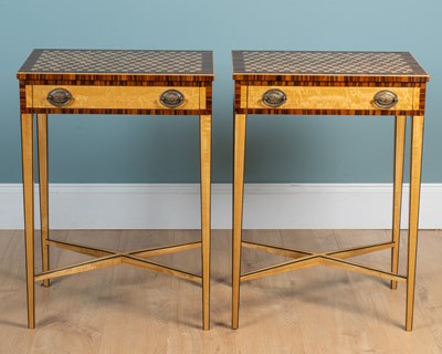 Lot 223 - A pair of satin birch lamp tables