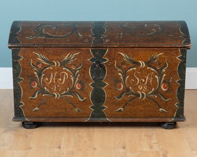 Lot 32 - An antique European painted wedding chest