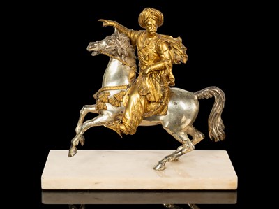 Lot 453A - A statue of an arab on horseback