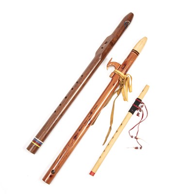 Lot 150B - A yew wood Earth-Fire-Water-Wind flute, by...