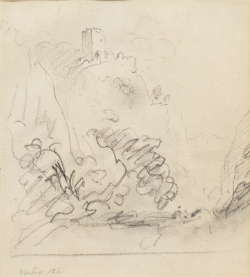 Lot 383 - John Varley (1778-1842) 'Castle on a Hill',...