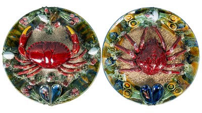 Lot 212 - A pair of large Jose Alves Cunha, Palissy-style Portuguese dishes