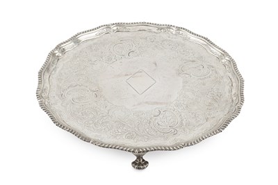 Lot 878 - A George III silver salver, with gadrooned...
