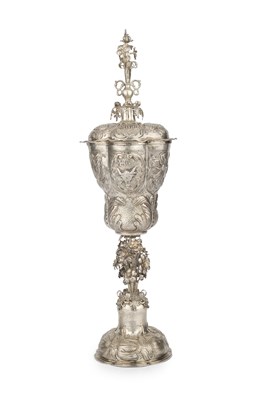 Lot A Continental white metal cup and cover, of...