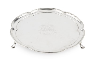 Lot 863 - A George VI silver salver, of lobed and beaded...