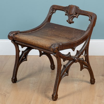 Lot 344 - A 19th century oak hall seat