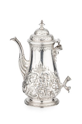 Lot 620 - A George II silver coffee pot, of baluster...