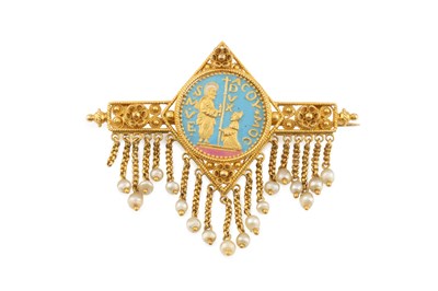 Lot 21 - An Archaeological Revival enamel and seed...