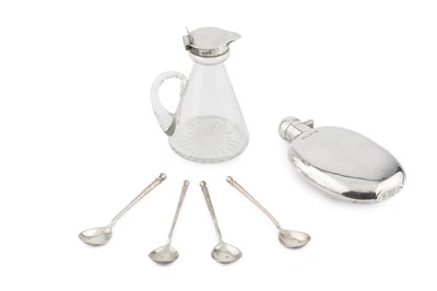 Lot 890 - A George V silver oval hip flask, by Dixon &...