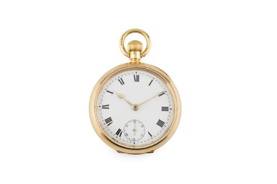 Lot 336 - An 18ct gold open face fob watch by Omega, the...