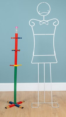 Lot 1277 - A child's coat stand in the form of colouring pencils and a wirework clothes stand