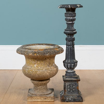 Lot 25 - A small urn & candlestick