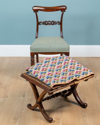 Lot 438 - A Regency mahogany stool, together with a rosewood dining chair