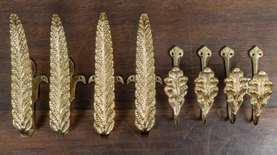 Lot 198 - A group of four pairs of brass curtain tie-backs