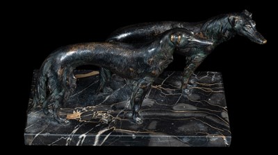 Lot 345 - A French sculpture of two greyhounds