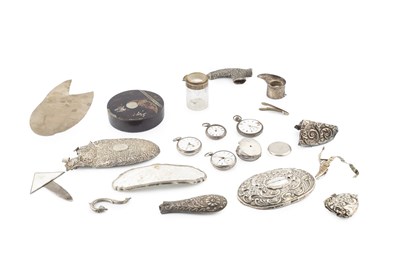 Lot 851 - A collection of silver and white metal, to...