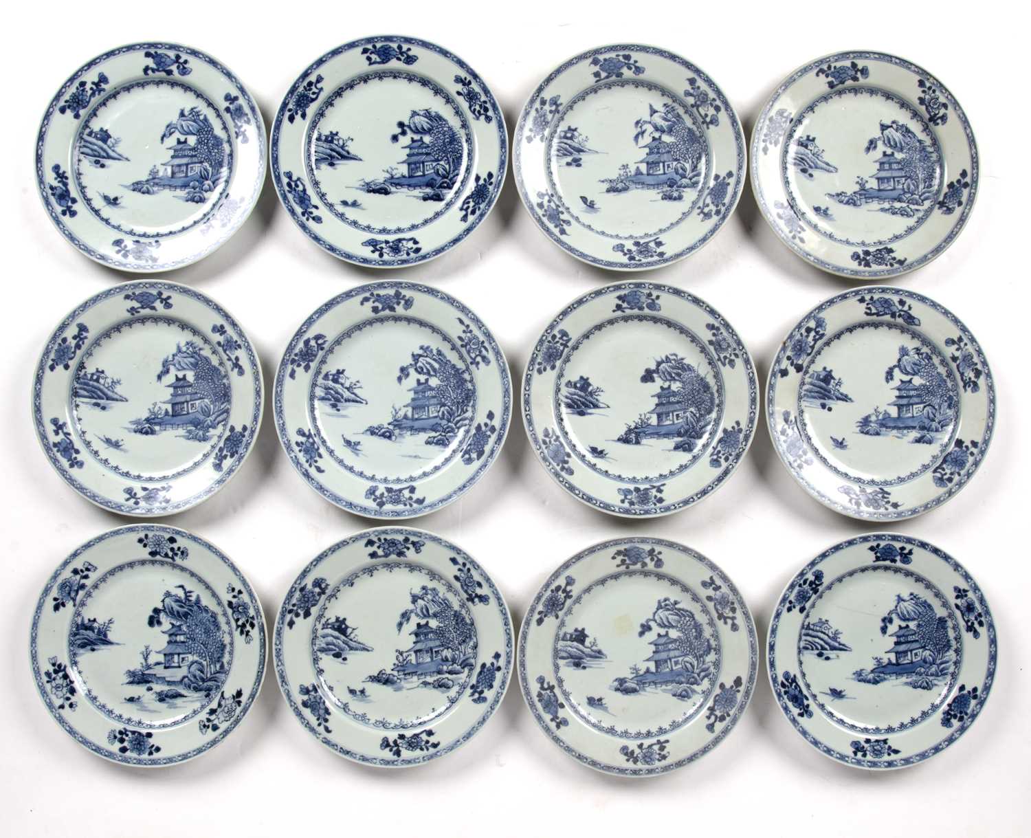 Lot 30 - Set of twelve 'Boatman' blue and white...