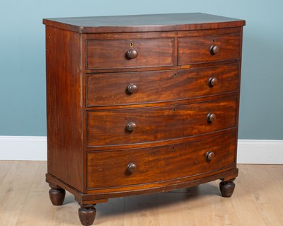 Lot 377 - A 19th century mahogany bow-fronted chest of drawers