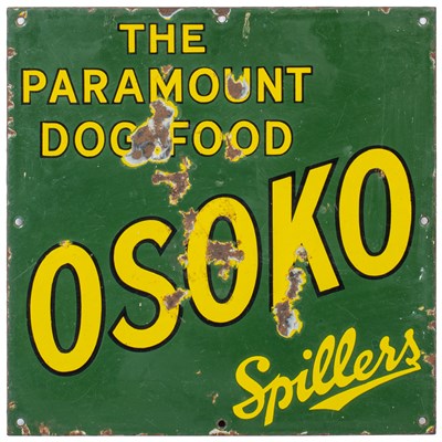 Lot 1214 - A Spillers Osoko, The Paramount Dog Food enamel sign
