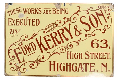 Lot 1227 - An antique enamel sign for Edwd Kerry & Son
