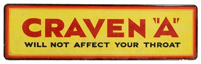 Lot 1223 - An antique enamel advertising sign for Craven "A"
