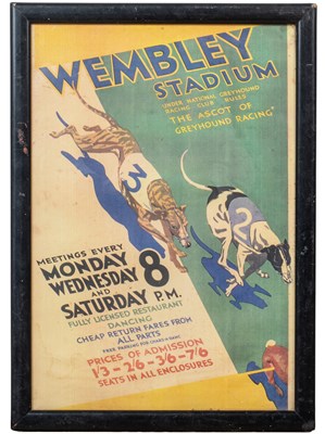 Lot 1201 - An original poster advert for greyhound racing at Wembley Stadium