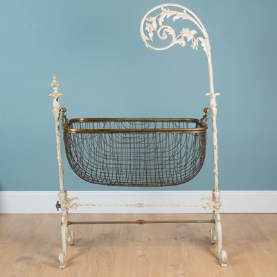 Lot 1322 - A Victorian Coalbrookdale painted cot or cradle
